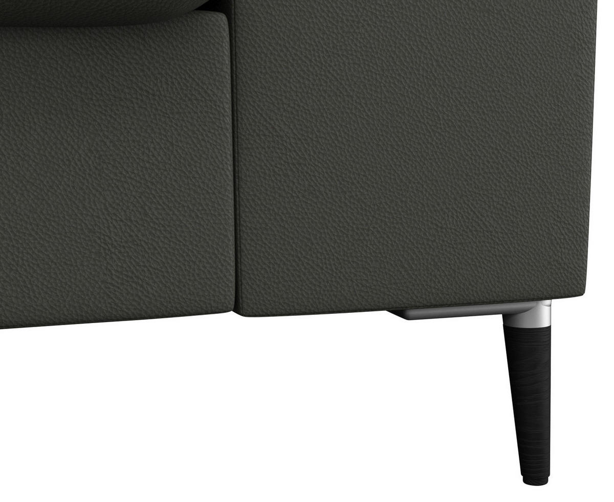 ECKSOFA Dunkelgrau Echtleder  - Dunkelgrau/Schwarz, Design, Leder/Metall (225/247cm) - Livetastic