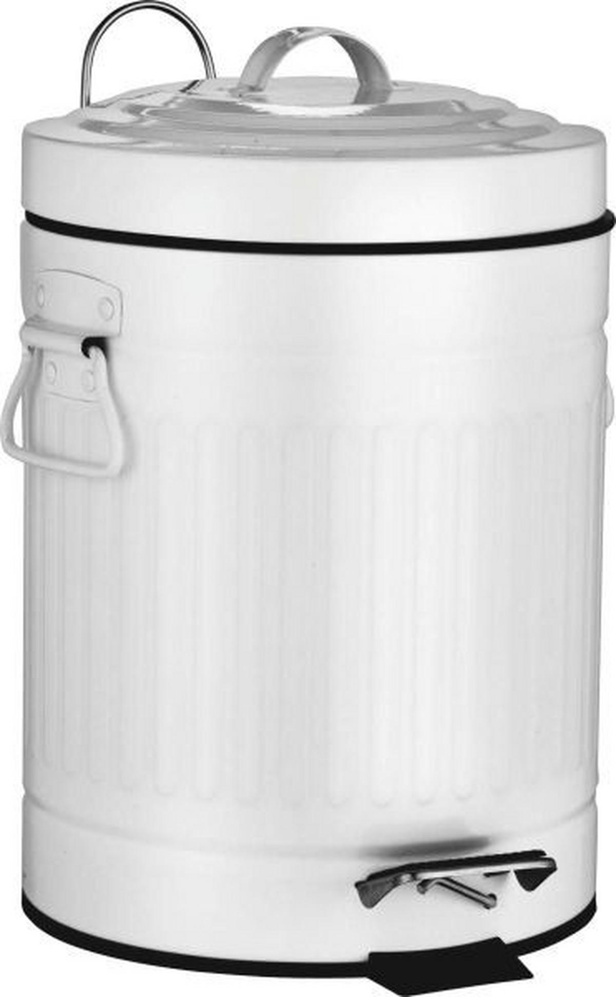 NÁŠĽAPNÝ ODPADKOVÝ KÔŠ, 5 l - čierna/biela, Basics, kov/plast (20,5/31/20,5cm) - Sadena