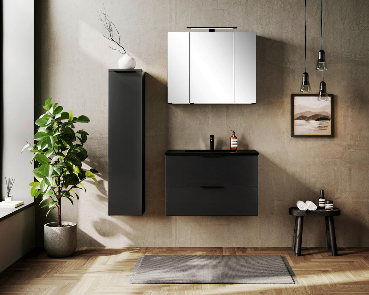 MIDISCHRANK 30/130/35 cm  - Schwarz, Modern, Holzwerkstoff/Kunststoff (30/130/35cm) - Held