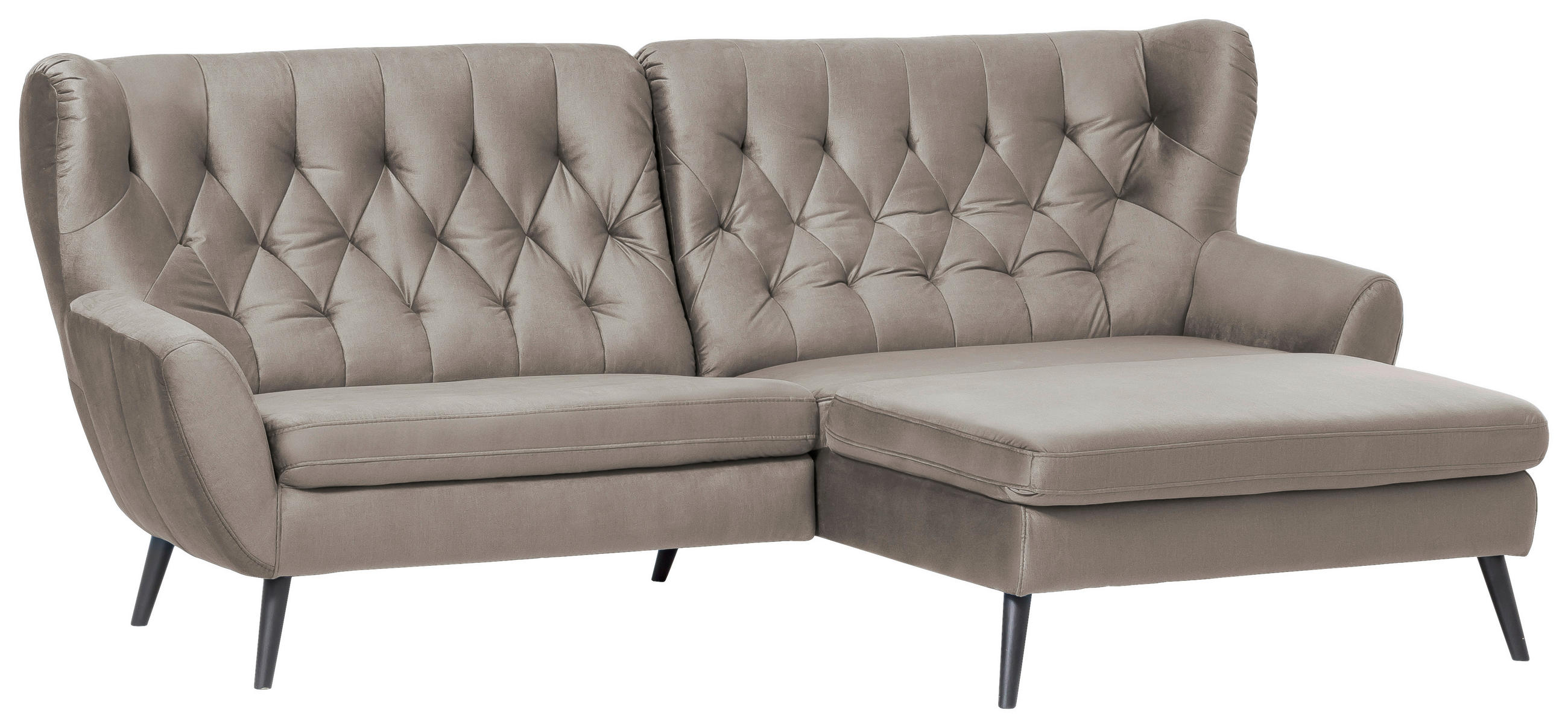 ECKSOFA Taupe Mikrofaser  - Taupe/Schwarz, Design, Holz/Textil (237/165cm) - Stylife