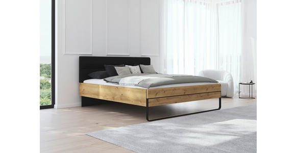 BETTANLAGE 180/200 cm  in Schwarz, Wildeiche  - Wildeiche/Schwarz, Design, Holzwerkstoff/Textil (180/200cm) - Dieter Knoll