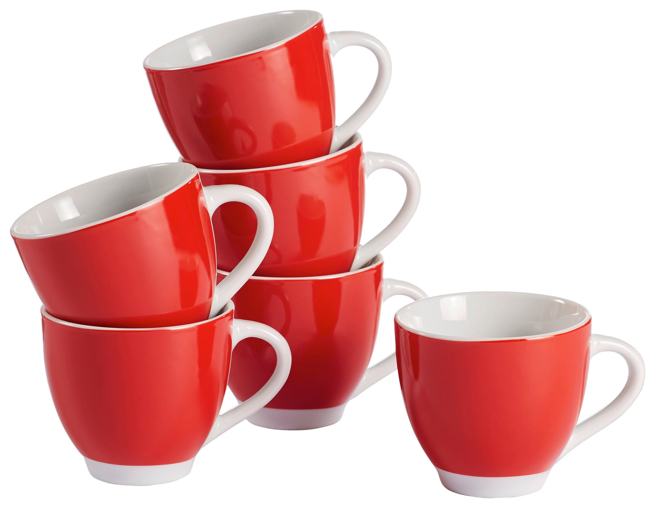 TASSENSET VARIO 6-teilig  - Rot/Weiß, Basics, Keramik (10,5/5,7/3,8cm) - Van Well