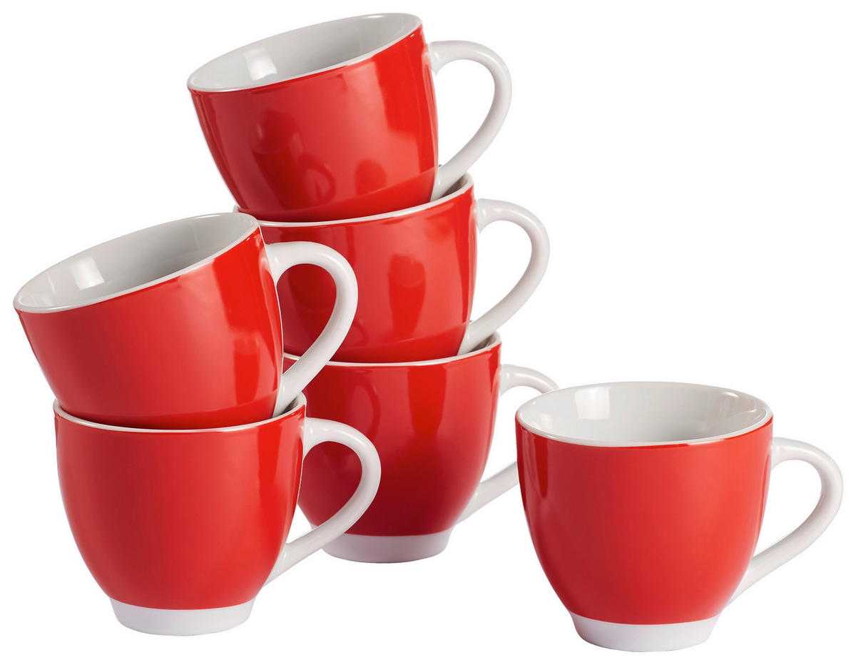 TASSENSET VARIO 6-teilig  - Rot/Weiß, Basics, Keramik (10,5/5,7/3,8cm) - Van Well