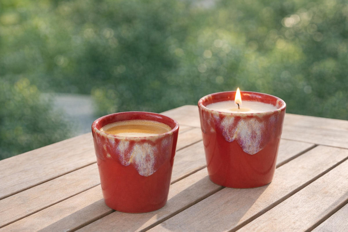 KERZE IM ESPRESSOBECHER - SET - Rot, Basics, Naturmaterialien/Keramik (70ml) - Costa Nova