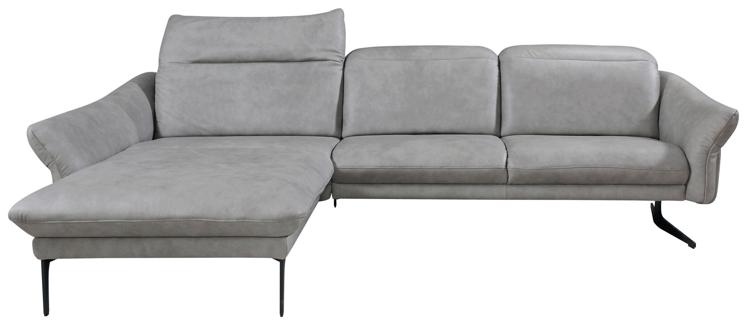 SEDEŽNA GARNITURA, pravo usnje siva  - siva/antracit, Design, kovina/usnje (203/285cm) - Himolla