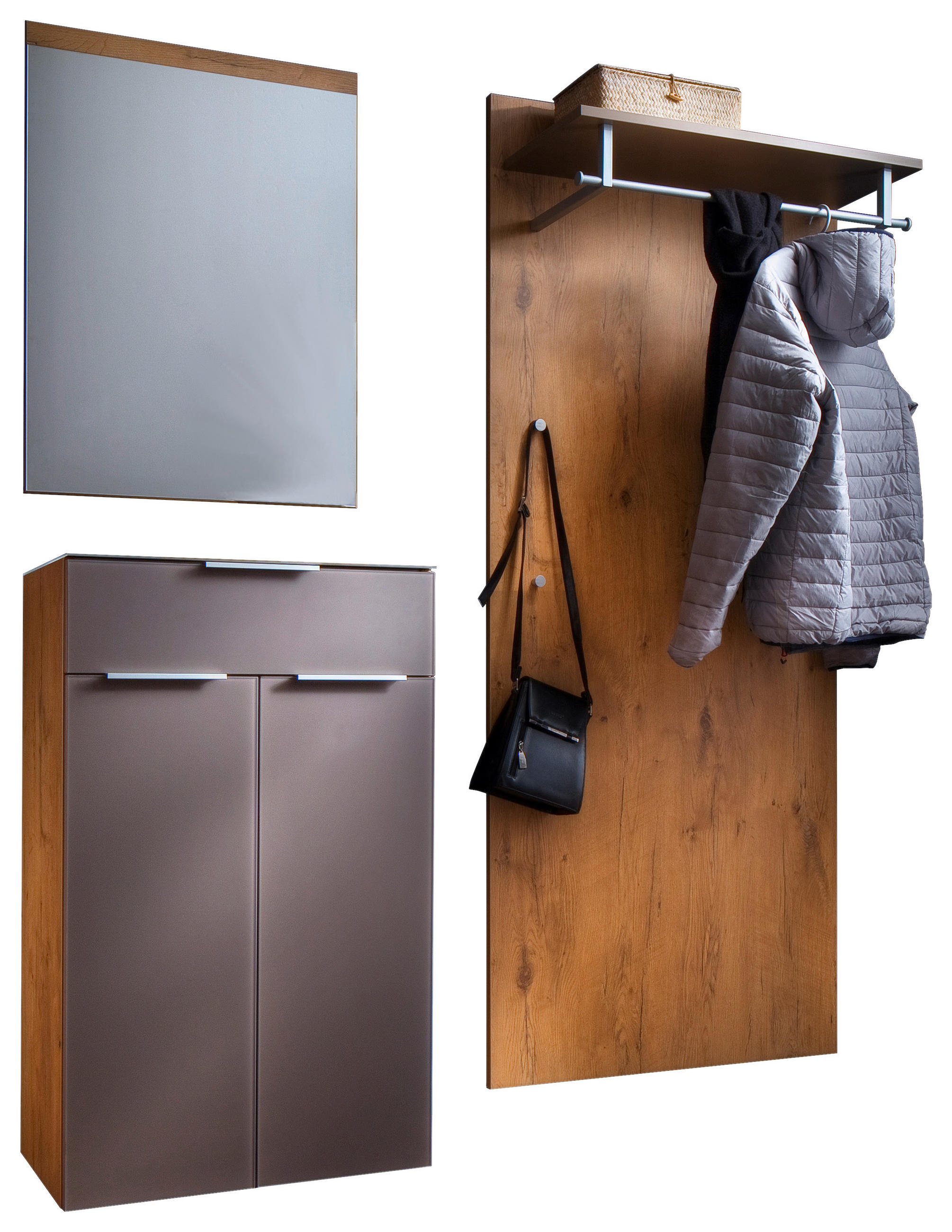 GARDEROBE Eichefarben - Eichefarben, KONVENTIONELL, Glas (157/196/36cm) - Cassando