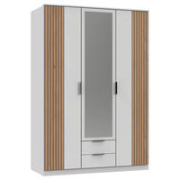 DREHTÜRENSCHRANK in Weiss, Eiche Artisan  - Weiss/Schwarz, Modern, Glas/Holzwerkstoff (135/199/58cm) - Boxxx