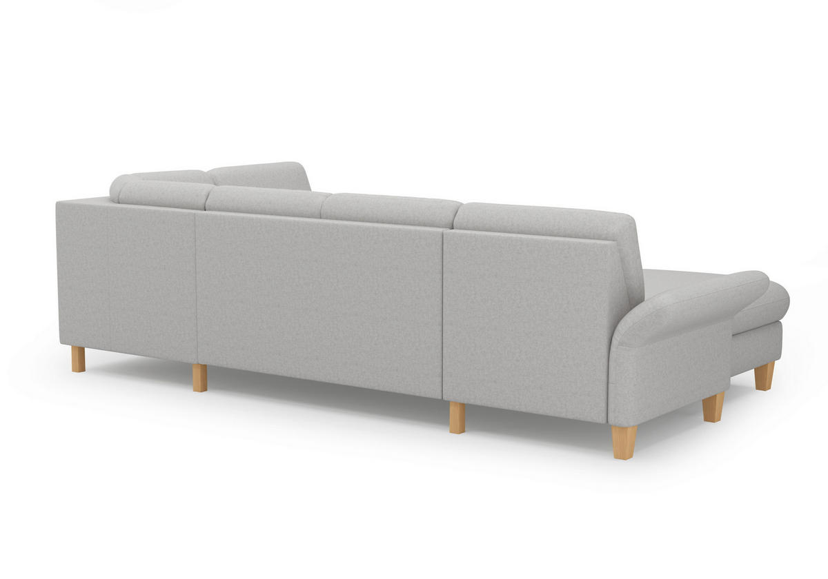 WOHNLANDSCHAFT Hellgrau Flachgewebe  - Eichefarben/Hellgrau, KONVENTIONELL, Holz/Textil (164/314/195cm) - Sit & More