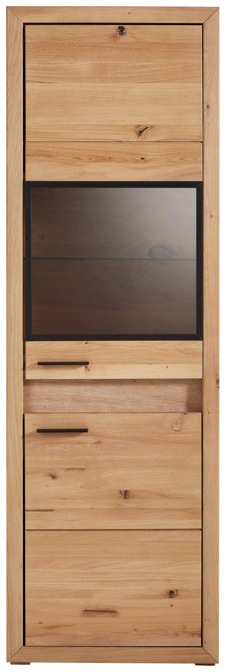 VITRINE furniert, massiv Asteiche   - Schwarz, Konventionell, Glas/Holz (63,8/198,4/41cm) - Cantus