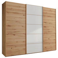 FÜGGESZTETT TOLÓAJTÓS SZEKRÉN részben tömörfa tölgy fehér, Bianco tölgy  - Bianco tölgy/fehér, Natur, faalapú anyag/Üveg (250/217/67cm) - Linea Natura