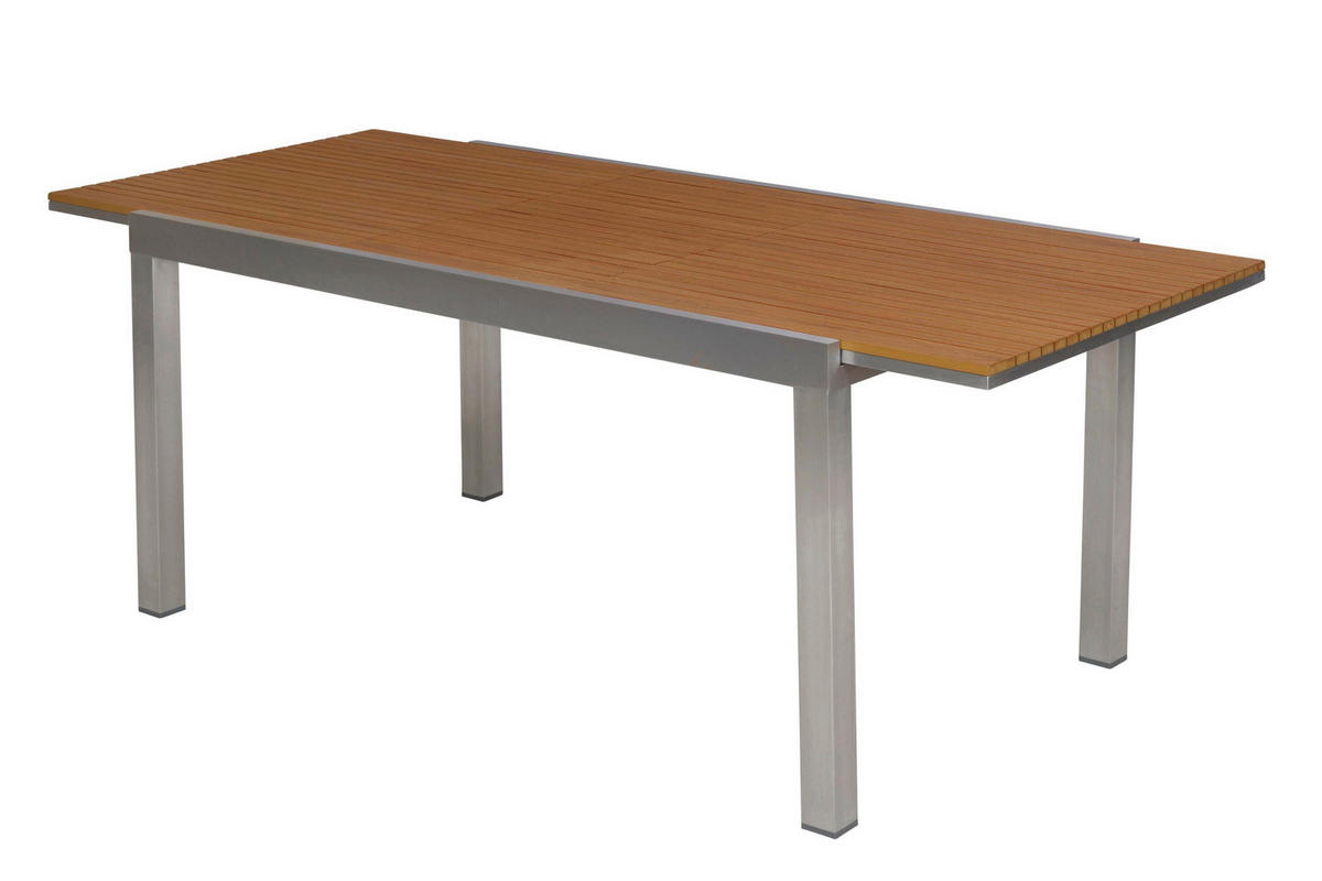 GARTENTISCH 150/90/75 cm  - Silberfarben/Naturfarben, KONVENTIONELL, Kunststoff/Metall (150/90/75cm) - Gardenson