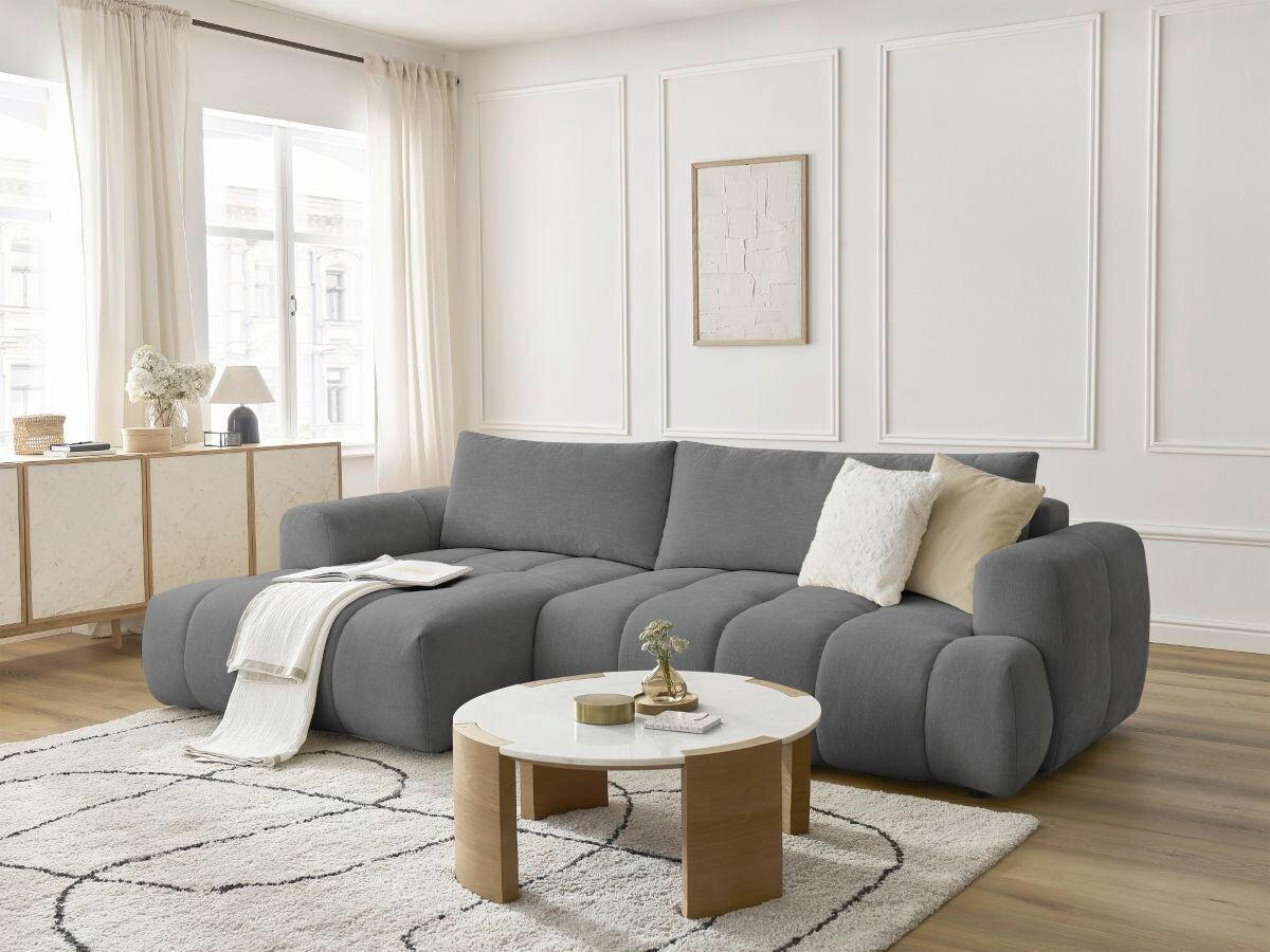 ECKSCHLAFSOFA FUJI Leinenoptik Dunkelgrau  inkl.  - Dunkelgrau/Schwarz, MODERN, Kunststoff/Textil (160/292cm)