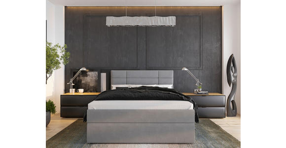 BOXBETT 160/200 cm in Grau - Schwarz/Kieferfarben, KONVENTIONELL, Holz/Kunststoff (160/200cm) - Carryhome