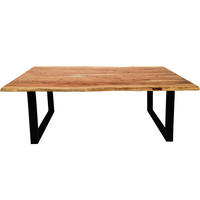 ESSTISCH 120/80/77 cm Echtholz  Holz, Metall rechteckig Naturfarben, Schwarz  - Schwarz/Naturfarben, MODERN, Holz/Metall (120/80/77cm) - MID.YOU