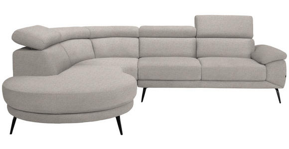 ECKSOFA in Velours Sandfarben  - Sandfarben/Schwarz, Design, Textil/Metall (264/299cm) - Novel