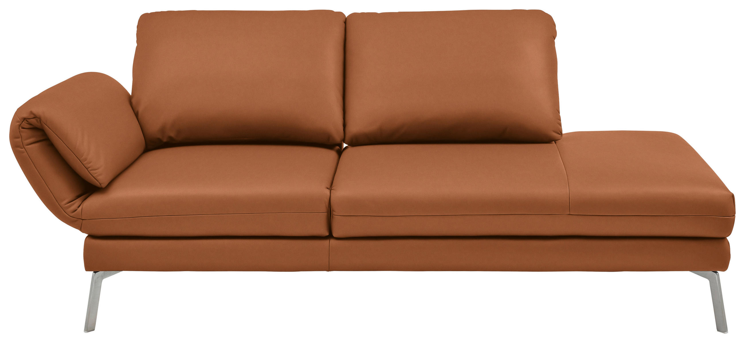 RÉCAMIERE in Echtleder Cognac  - Chromfarben/Cognac, Design, Leder/Metall (209/85-109/95-16cm) - Dieter Knoll
