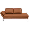 RÉCAMIERE in Echtleder Cognac  - Chromfarben/Cognac, Design, Leder/Metall (209/85-109/95-16cm) - Dieter Knoll