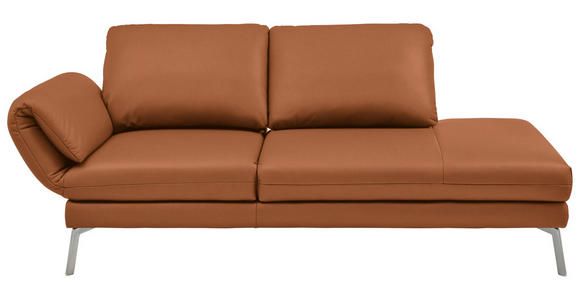 RÉCAMIERE in Echtleder Cognac - Chromfarben/Cognac, Design, Leder/Metall (209/85-109/95-16cm) - Dieter Knoll