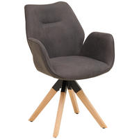 ARMLEHNSTUHL  in Webstoff  - Anthrazit/Naturfarben, MODERN, Holz/Textil (61/86/62cm) - Livetastic