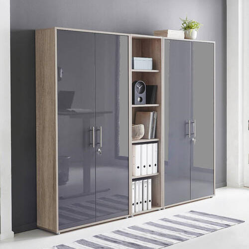 AKTENSCHRANK Sonoma Eiche, Anthrazit Hochglanz  - Anthrazit Hochglanz/Sonoma Eiche, MODERN, Holzwerkstoff (212,9/185,6/33cm) - MID.YOU