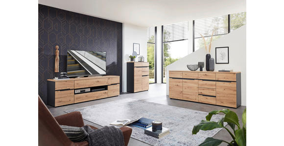 LOWBOARD  in 192/62/47 cm  - Schwarz/Graphitfarben, Design, Holzwerkstoff/Kunststoff (192/62/47cm) - Voleo