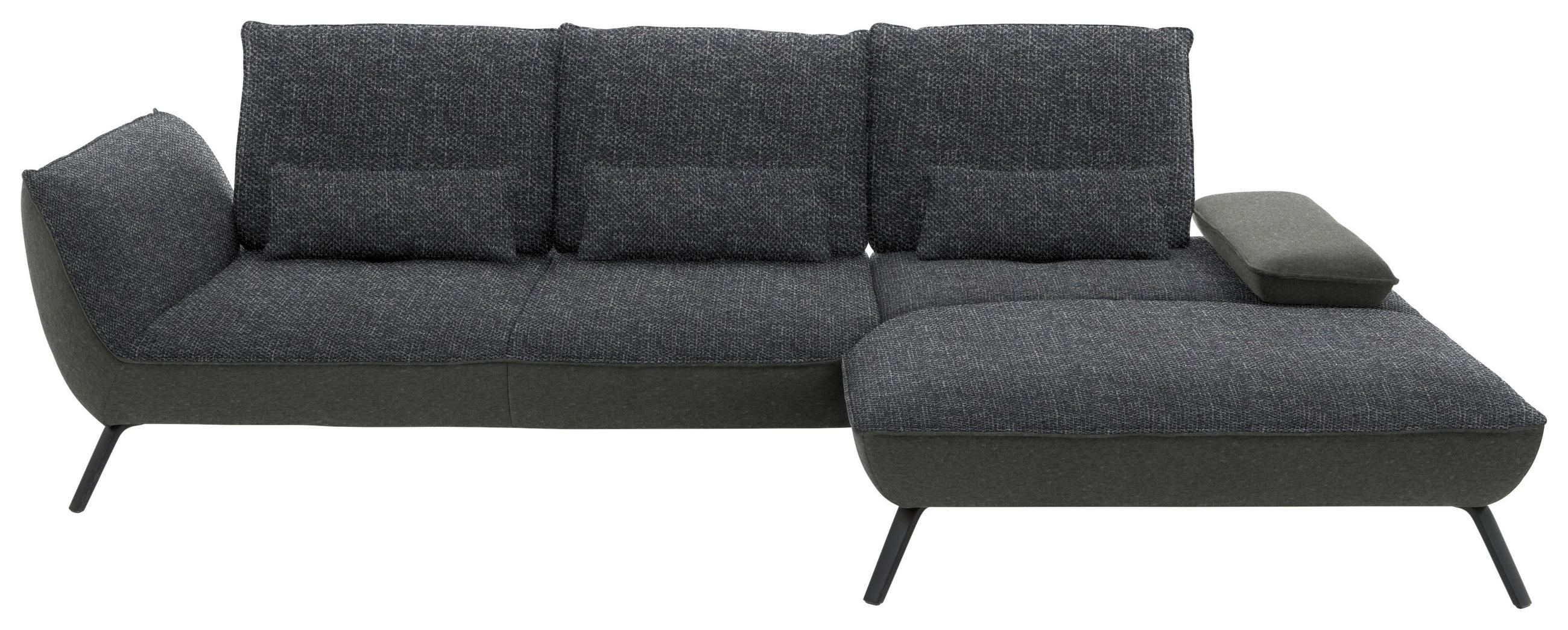 ECKSOFA  in Flachgewebe Anthrazit  301/191 cm  - Anthrazit/Schwarz, Design, Textil/Metall (301/191cm) - Moderano