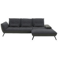 ECKSOFA  in Flachgewebe Anthrazit  301/191 cm  - Anthrazit/Schwarz, Design, Textil/Metall (301/191cm) - Moderano