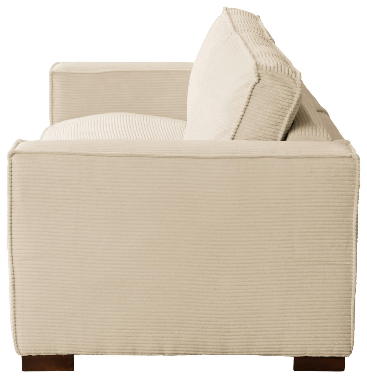 SCHLAFSOFA Cord Creme  - Dunkelbraun/Creme, Design, Holz/Textil (203/85/99cm) - MID.YOU