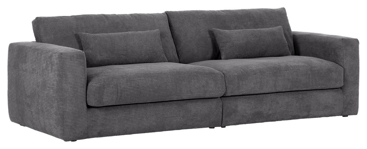 BIGSOFA Cord Dunkelgrau  - Dunkelgrau/Schwarz, KONVENTIONELL, Kunststoff/Textil (260/66/115cm) - Carryhome