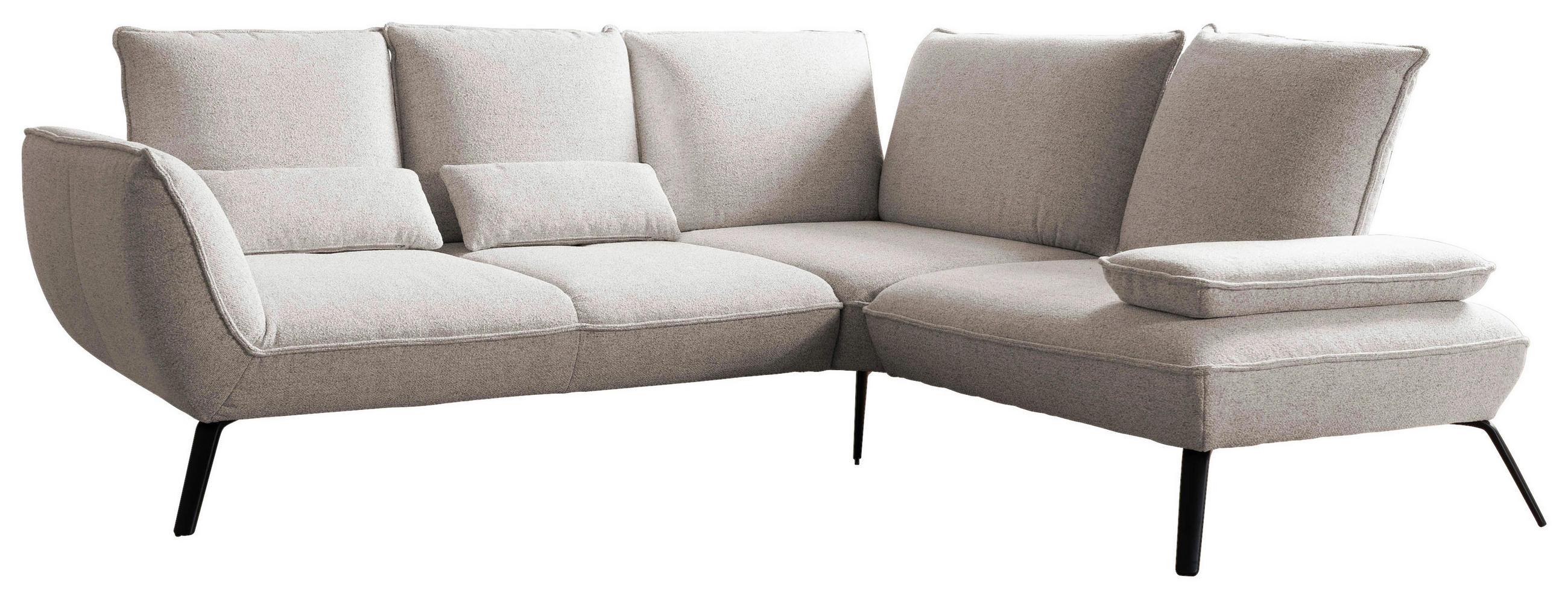 ECKSOFA Beige Flachgewebe, Struktur  - Beige/Schwarz, Design, Textil/Metall (259/233cm) - Moderano