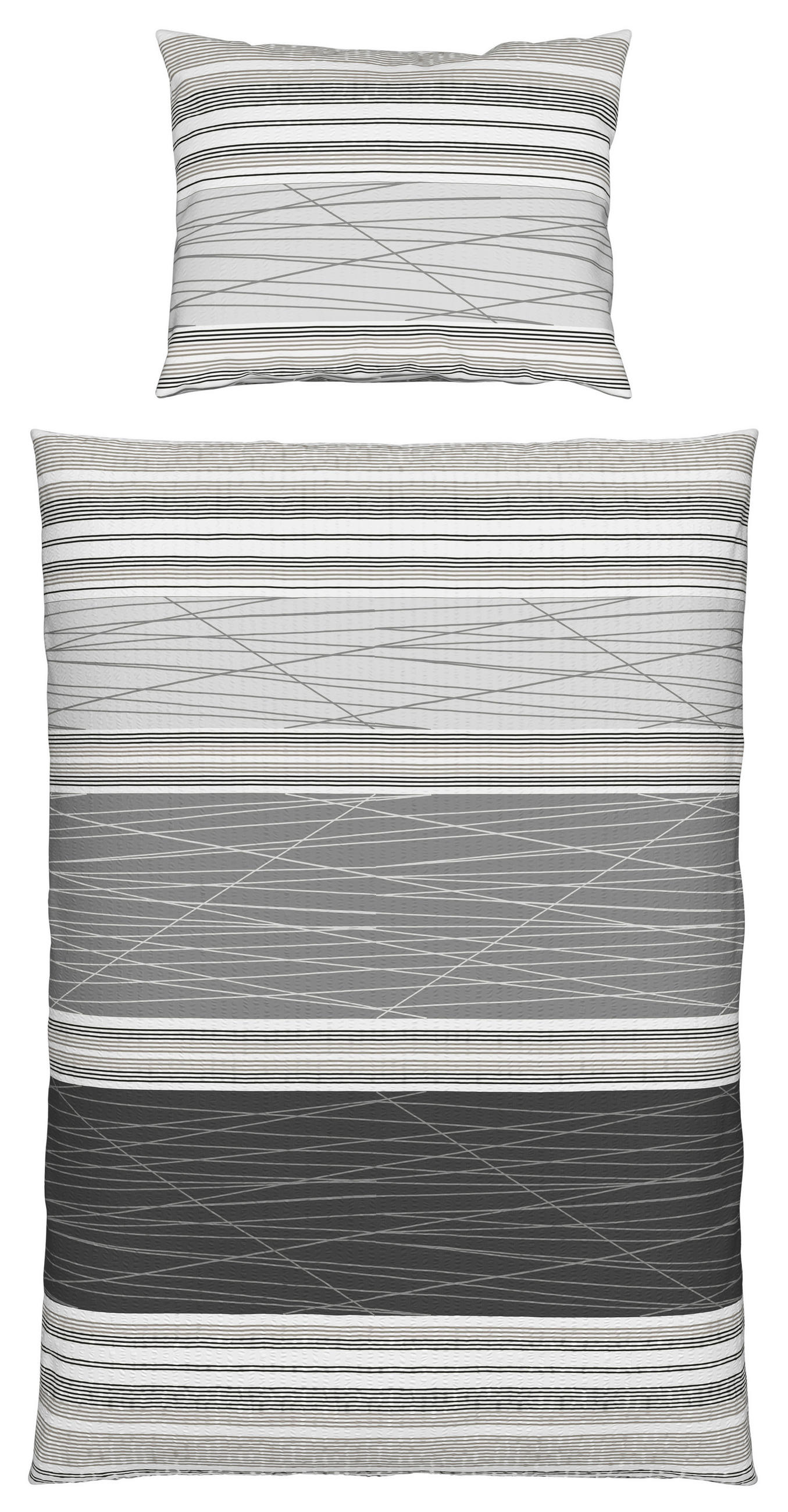 Seersucker Bettwäsche 140x200 Cm Emina Grau Streifen