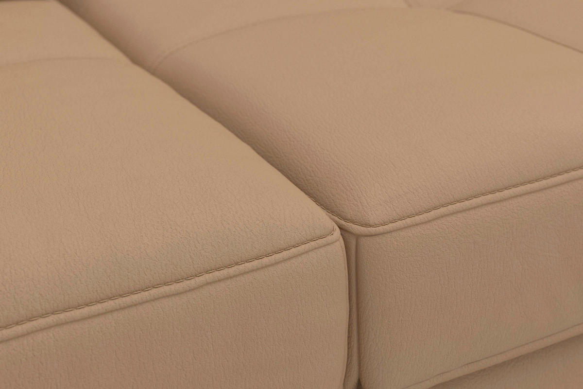ECKSOFA COSTELLO E Cappuccino Echtleder Nierenkissen, Armteilverstellung, Sitztiefenverstellung  - Schwarz/Cappuccino, Basics, Leder/Textil (176/301cm) - Sit & More