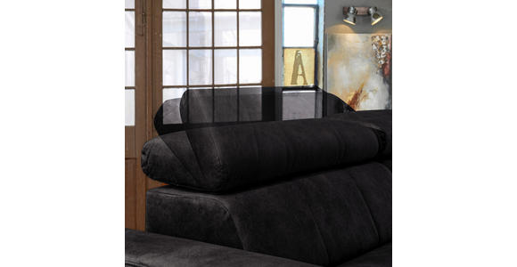 ECKSOFA in Velours Graphitfarben  - Schwarz/Graphitfarben, Design, Textil/Metall (267/181cm) - Carryhome