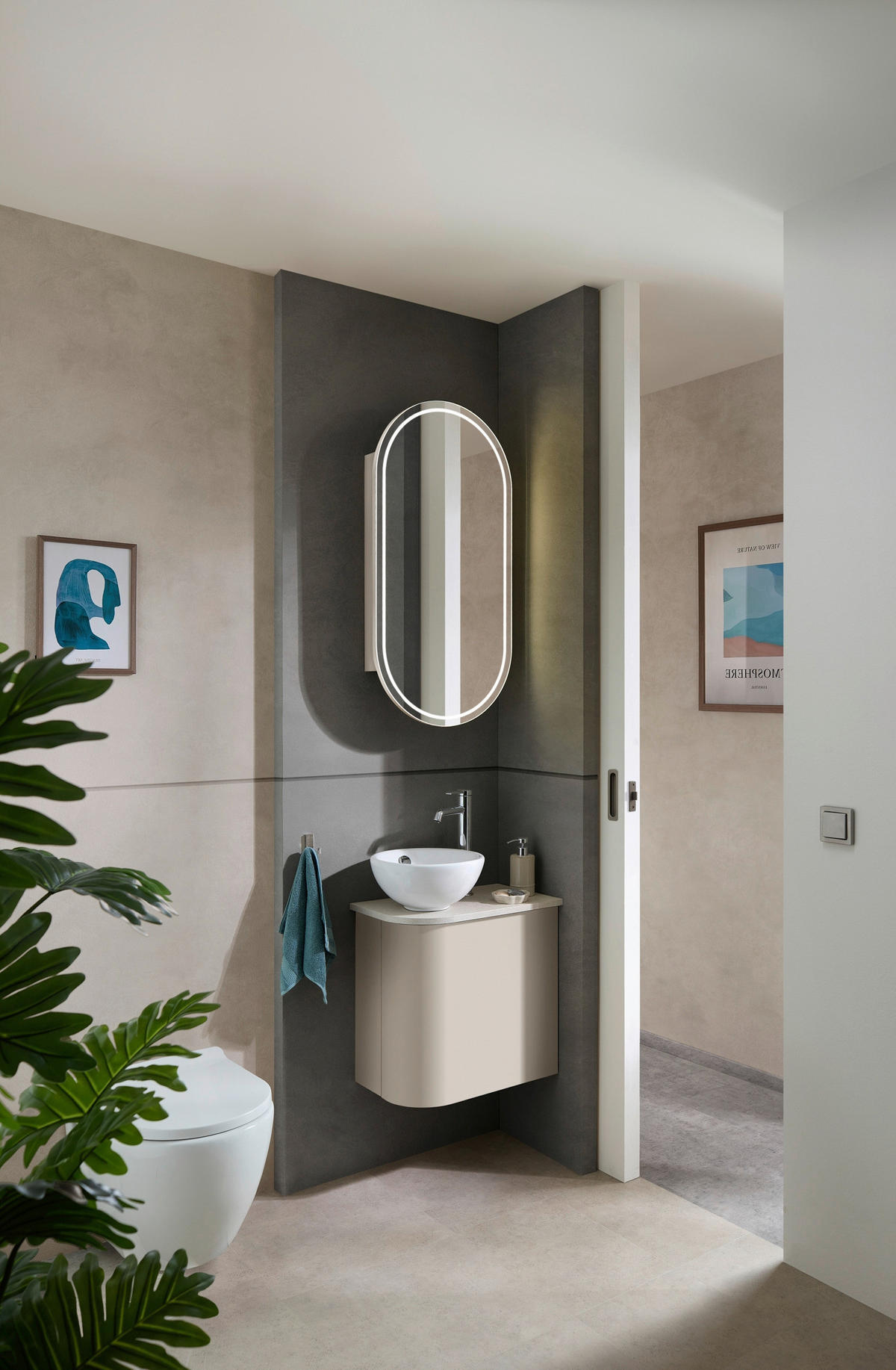 SPIEGELSCHRANK 45,1/90,1/14,5 cm  - Kaschmir, Natur, Glas/Holzwerkstoff (45,1/90,1/14,5cm) - Sadena