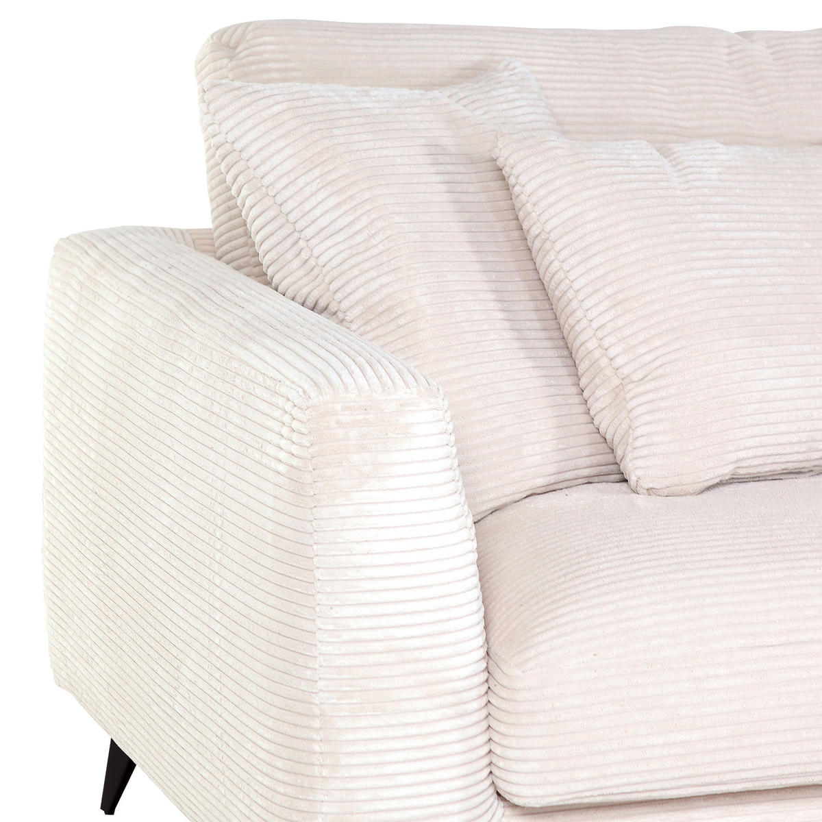 ECKSOFA in Cord Beige  - Beige/Schwarz, Lifestyle, Textil/Metall (270/140cm) - Livetastic