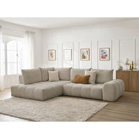 ECKSCHLAFSOFA EVEREST  mit Rücken echt, Armteil links, Armteil rechts Flachgewebe Taupe  - Taupe/Schwarz, MODERN, Kunststoff/Textil (320/212cm)