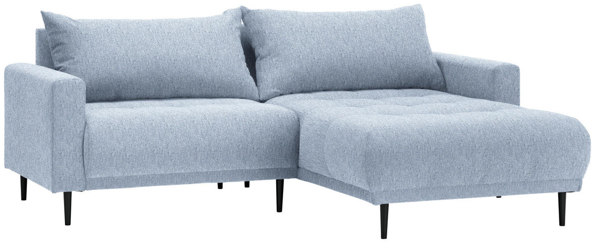 ECKSOFA in Flachgewebe Hellblau  - Schwarz/Hellblau, Design, Holz/Textil (160/215cm) - Stylife