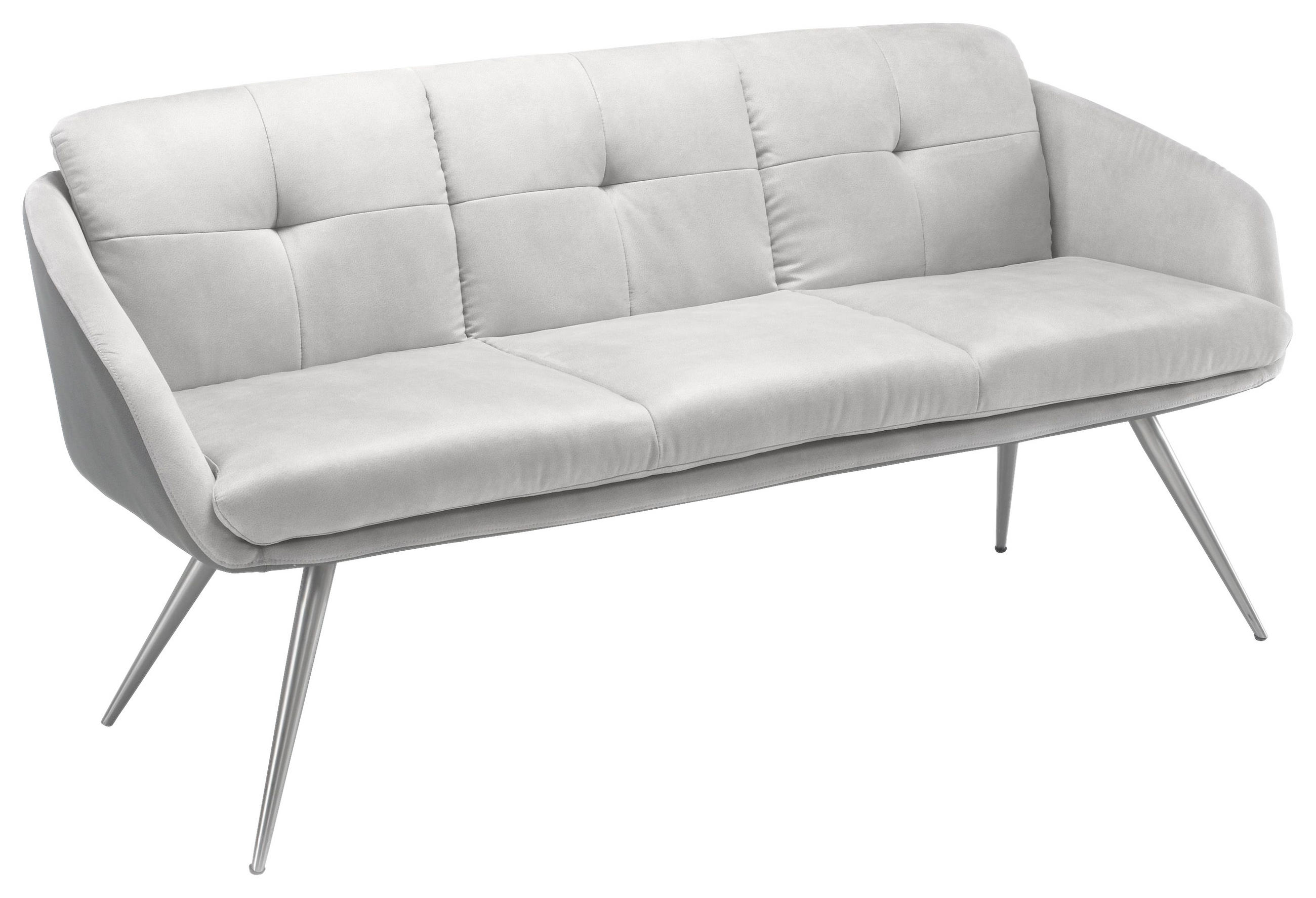 POLSTERBANK Samt Hellgrau, Dunkelgrau  - Edelstahlfarben/Dunkelgrau, MODERN, Textil/Metall (180/88/58cm) - Livetastic