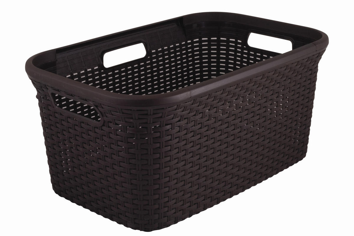 KÔŠ NA BIELIZEŇ - hnedá, Basics, plast (60/52/38cm)