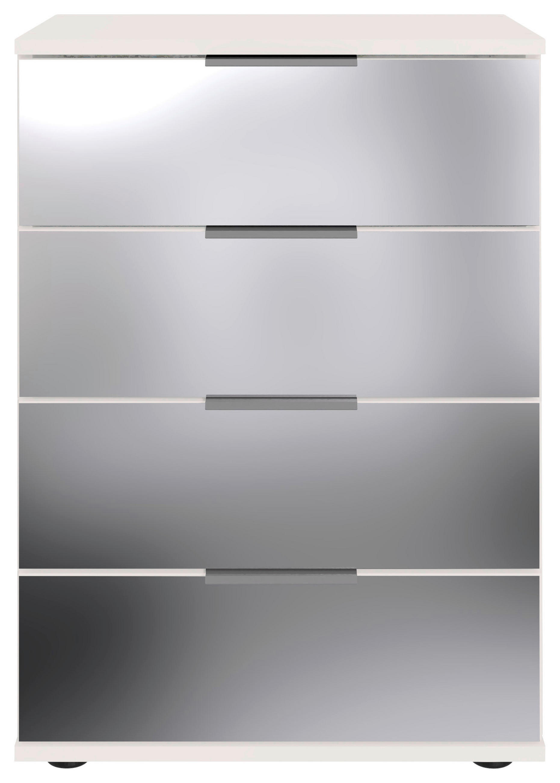 NACHTKÄSTCHEN 52/74/38 cm  in Klar, Alufarben, Weiss  - Klar/Weiss, Modern, Glas/Holzwerkstoff (52/74/38cm) - MID.YOU