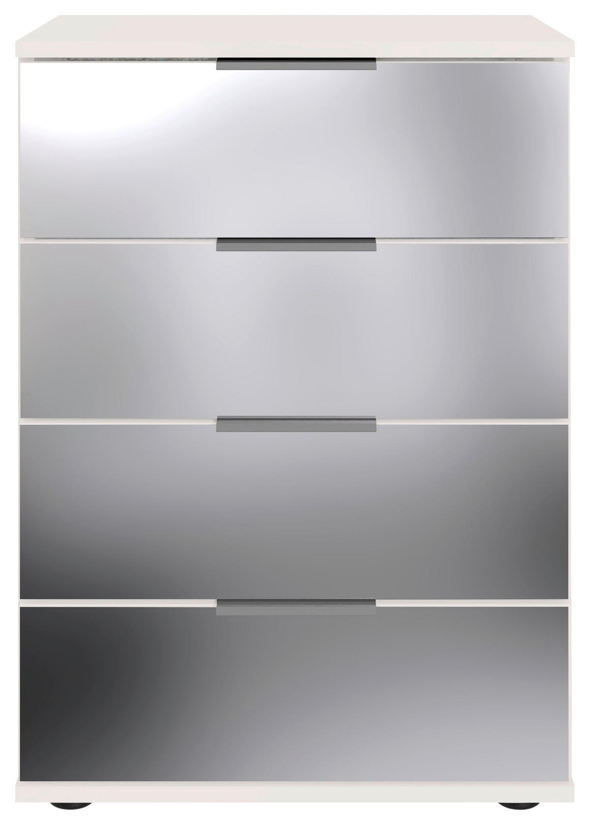 NACHTKÄSTCHEN 52/74/38 cm  in Klar, Alufarben, Weiss  - Klar/Weiss, Modern, Glas/Holzwerkstoff (52/74/38cm) - MID.YOU