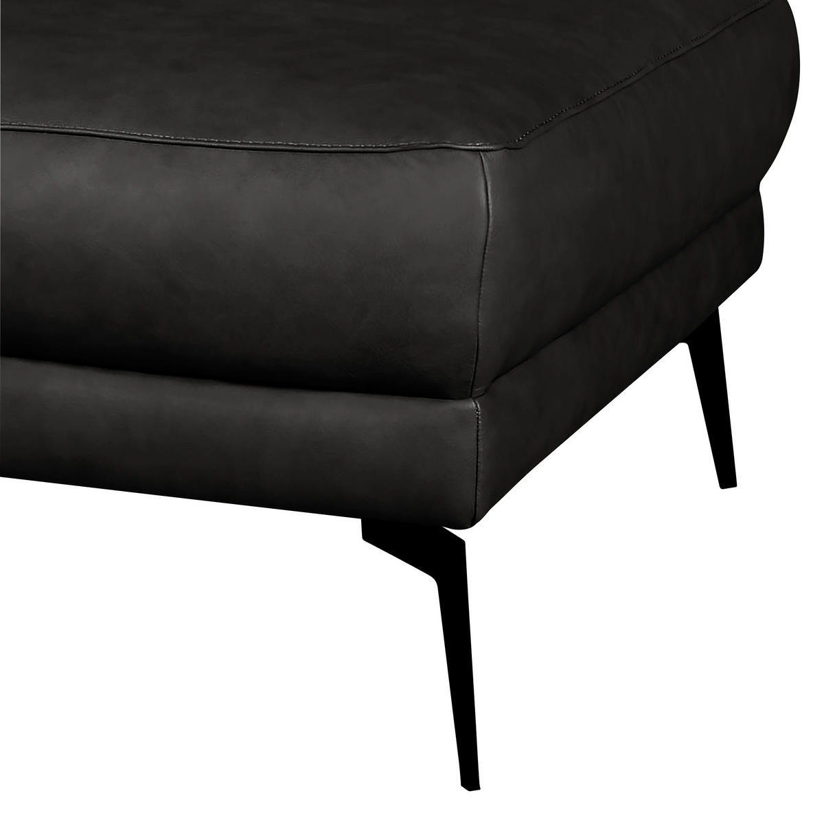 HOCKER in Leder Schwarz  - Schwarz, Design, Leder/Metall (96/45/80cm) - Livetastic