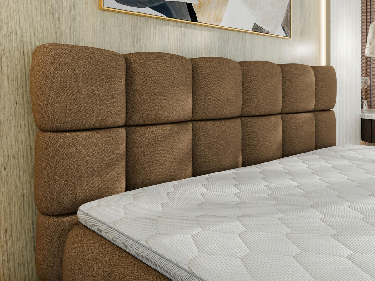 BOXBETT 180/200 cm,  in Braun, Bettkasten, Topper, H3 + H3 = fest  - Schwarz/Braun, Trend, Textil/Metall (180/200cm) - Esposa