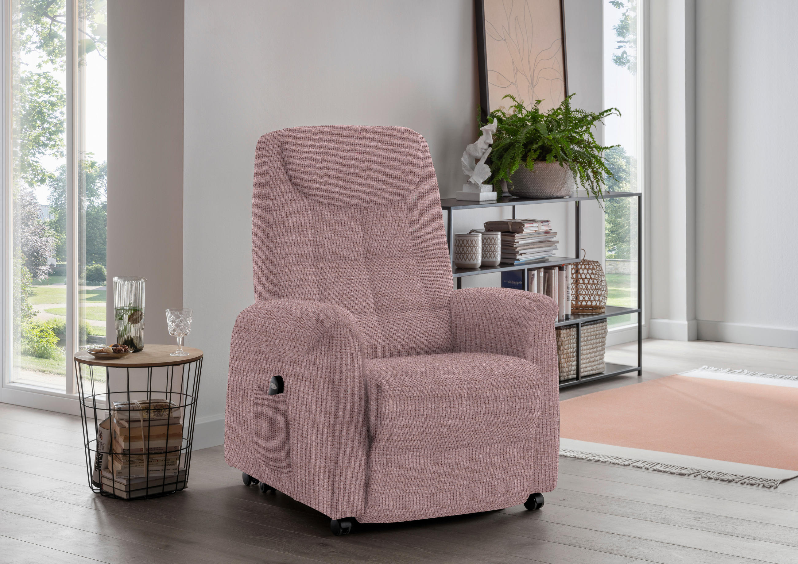 FERNSEHSESSEL  mit Relaxfunktion Mikrofaser Altrosa  - Schwarz/Altrosa, KONVENTIONELL, Kunststoff/Textil (83/113/92cm) - Xora