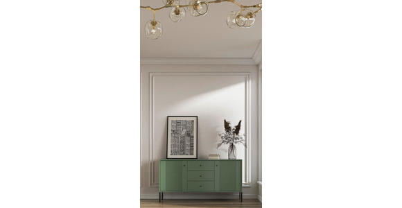 SIDEBOARD Iseo in 154,5/79/39 cm - Dunkelgrün/Schwarz, Design, Holzwerkstoff/Metall (154,5/79/39cm) - Xora