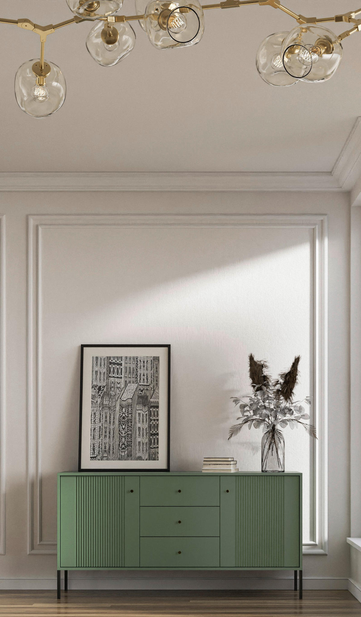 SIDEBOARD Iseo  in 154,5/79/39 cm  - Dunkelgrün/Schwarz, Design, Holzwerkstoff/Metall (154,5/79/39cm) - Xora
