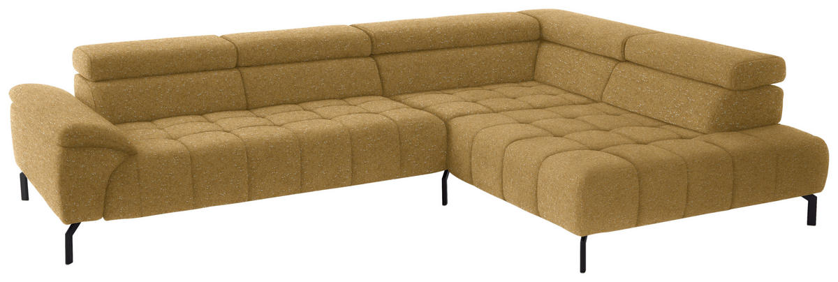 ECKSOFA in Chenille Currygelb  323/222 cm  - Currygelb/Schwarz, Design, Textil/Metall (323/222cm) - Beldomo Style