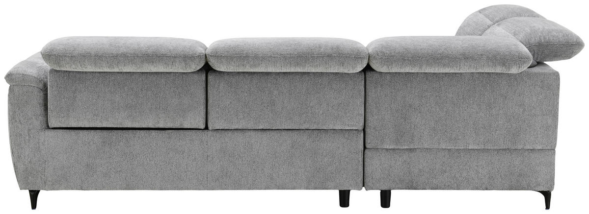 ECKSOFA Grau Chenille Relaxfunktion, Kopfteilverstellung, Stauraum  - Schwarz/Grau, Design, Textil/Metall (220/266cm) - Xora