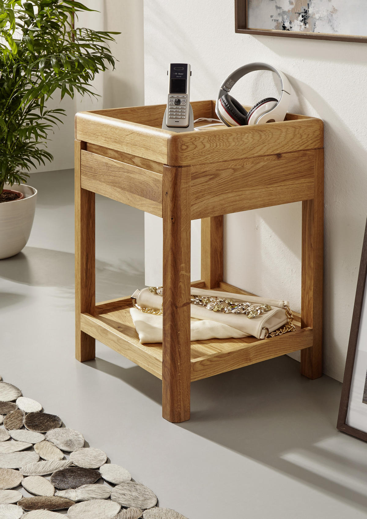 BEISTELLTISCH 40/40/60 cm Wildeiche vollmassiv Eichefarben  - Eichefarben, Design, Holz (40/40/60cm) - Livetastic