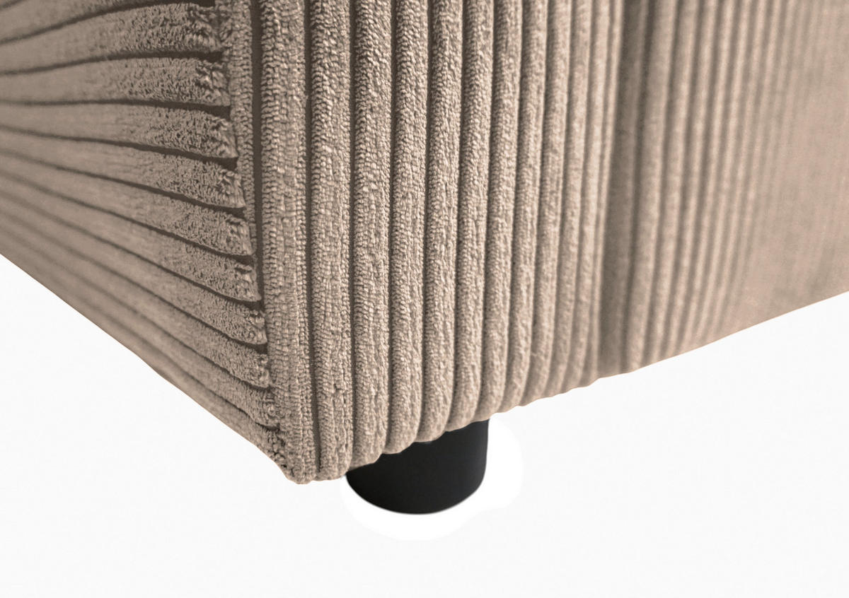 ECKSOFA TERMOLI in Cord Taupe  231/155 cm  - Taupe/Schwarz, Design, Kunststoff/Textil (231/155cm) - MID.YOU